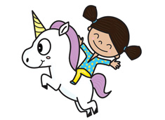 騎著馬兒的小女孩簡筆畫圖片